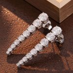 Graduated Round Moissanite Linear Earrings