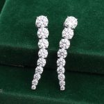Graduated Round Moissanite Linear Earrings