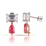 Convertible Emerald and Pink Pear Cut Moissanite Drop Earrings