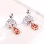 Convertible Emerald and Pink Pear Cut Moissanite Drop Earrings