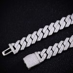 12MM Wide Double Row Moissanite Silver Cuban Chain