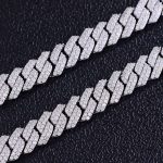 12MM Wide Double Row Moissanite Silver Cuban Chain