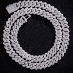 12MM Wide Double Row Moissanite Silver Cuban Chain