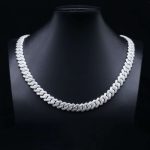 12MM Wide Double Row Moissanite Silver Cuban Chain