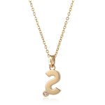 Personalized Initial S Pendant Necklace with Round Brilliant Moissanite Accent Stone