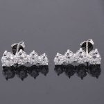 tunning White Gold Round Cut Moissanite Stud Earrings