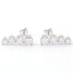 tunning White Gold Round Cut Moissanite Stud Earrings