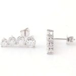 tunning White Gold Round Cut Moissanite Stud Earrings