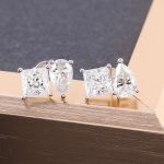 Pear Princess Moissanite Stud Earrings