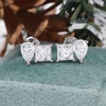 Pear Princess Moissanite Stud Earrings