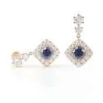 5*5MM Cushion Cut Sapphire Halo Earrings