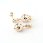 5*5MM Cushion Cut Sapphire Halo Earrings