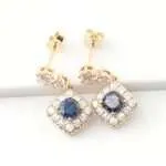 5*5MM Cushion Cut Sapphire Halo Earrings