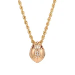18K Yellow Gold Snake Head Pendant with Lab Diamond Scales & Ruby Eyes​（Pendant Only）