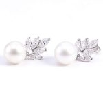Dazzling Marquise Moissanite Cluster Earrings with Suspended Freshwater Pearls