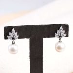 Dazzling Marquise Moissanite Cluster Earrings with Suspended Freshwater Pearls