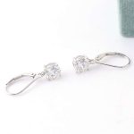 Fabulous White Gold Round Cut Moissanite Drop Earrings