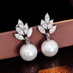 Dazzling Marquise Moissanite Cluster Earrings with Suspended Freshwater Pearls