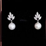 Dazzling Marquise Moissanite Cluster Earrings with Suspended Freshwater Pearls