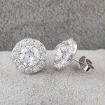Breathtaking VVS Moissanite Round Cut Halo Stud Earrings