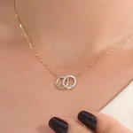 Round Cut Moissanite Pendant Necklace Interlocking Circle Charm Only（pendant only）