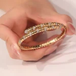 Serpentine Radiance Bracelet | 18K Yellow Gold Snake-Link Bracelet with Round-Cut Lab Diamonds