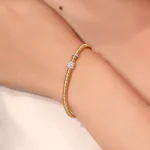 Rope Radiance Bracelet | 18K Yellow Gold Rope Chain with Round-Cut Lab Diamond Accents