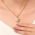 Bicolor Heart Pendant | 18K Yellow Gold & White Gold Pendant with Center Lab Diamond (Pendant Only)​