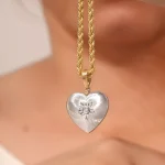 Bicolor Heart Pendant | 18K Yellow Gold & White Gold Pendant with Center Lab Diamond (Pendant Only)​
