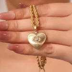 Bicolor Heart Pendant | 18K Yellow Gold & White Gold Pendant with Center Lab Diamond (Pendant Only)​