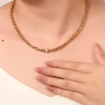 Cuba Link Luxe Necklace | 18K Yellow Gold Lab Diamond Cuban Chain with Prism Barrel Pendant​