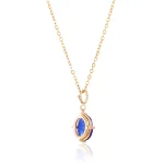 Oval Cut Blue Lab Gemstone Solitaire Charm (Pendant Only)