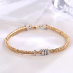 Rope Radiance Bracelet | 18K Yellow Gold Rope Chain with Round-Cut Lab Diamond Accents
