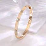 Radiance Arc Bracelet | Round-Cut Lab Diamond 18K Yellow Gold Flat Band with Star-Set Diamonds