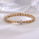 Diamond Chain Bracelet | 18K Yellow Gold Beaded Chain with Round-Cut Lab Diamond Clasp