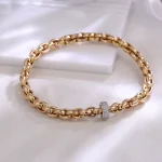 Diamond Chain Bracelet | 18K Yellow Gold Beaded Chain with Round-Cut Lab Diamond Clasp
