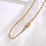 Dual-Cable Radiance Necklace | 18K Yellow Gold Rope Chain with Lab Diamond Clasp & Prism-Link Accents​