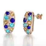 Round Cut Lab Gemstone Earring Moissanite Accents Multicolor Cluster