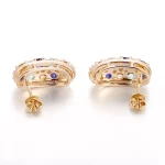 Round Cut Lab Gemstone Earring Moissanite Accents Multicolor Cluster