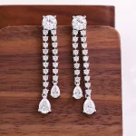Double Strand Pear and Round Moissanite Waterfall Drop Earrings
