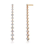 Twin Elegant Dangle Earrings | Round-Cut Lab Diamond Dangle Earrings in 18K Yellow Gold