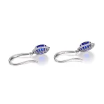 Oval Cut Lab Sapphire Earrings with Round Cut Moissanite Accent Halo Setting