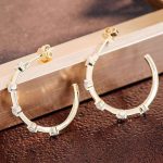 Charming Yellow Gold Moissanite Hoop Earrings