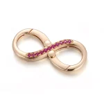 Two-Sided Infinity Buckle Pendant | 18K Gold Infinity Symbol with Lab Diamond & Ruby Sides