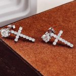 Sparkling Round Cut Moissanite Cross Earrings