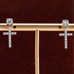 Sparkling Round Cut Moissanite Cross Earrings
