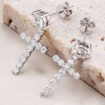 Sparkling Round Cut Moissanite Cross Earrings