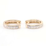 Breathtaking Yellow Gold Princess Cut Moissanite Hoop Earrings