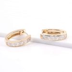 Breathtaking Yellow Gold Princess Cut Moissanite Hoop Earrings