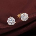 Captivating Yellow Gold Round Cut Moissanite Stud Earrings